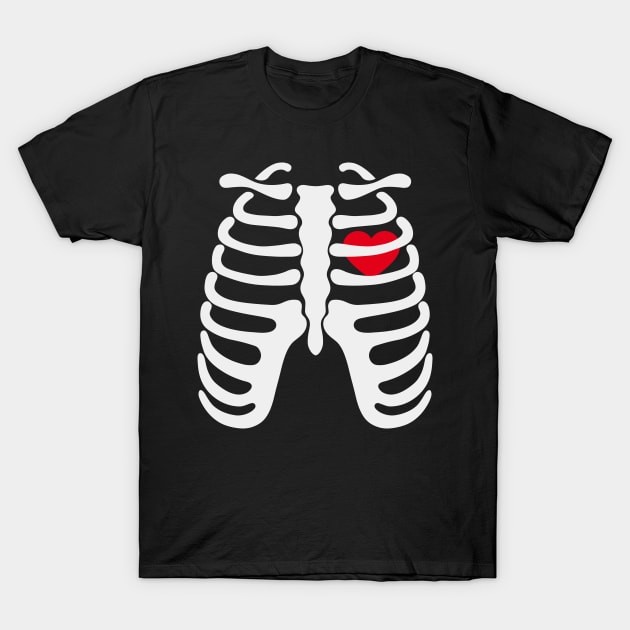 Skeleton Shirt Rib Cage Heart T-Shirt Skeleton X-Ray Ribcage TShirts Gift for Men and Women T-Shirt by Hobbybox